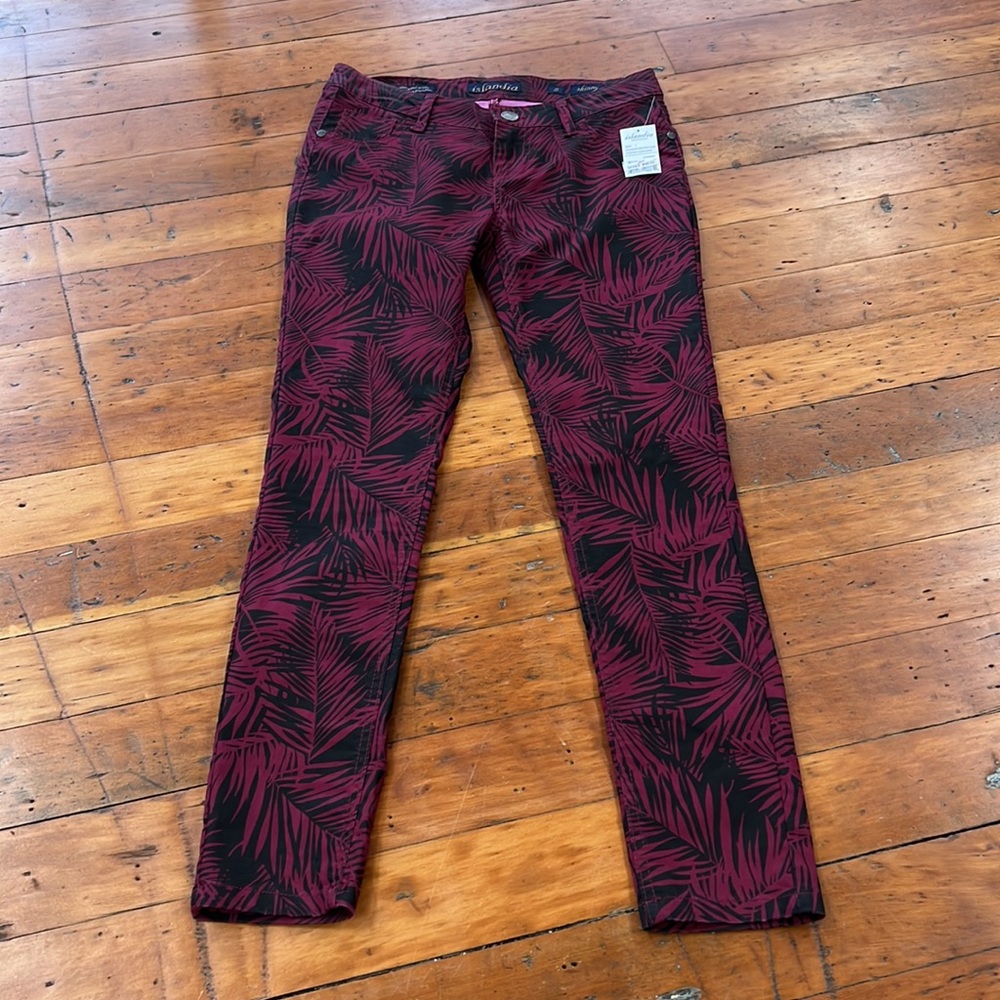 Skinny Burgundy Islandia St Barlony Palm New Cotton Blend Pants Size 5